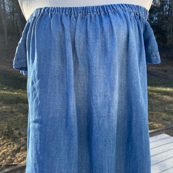 NWOT Cloth & Stone Chambray Off the Shoulder Shift Dress, Small, Blue - Picture 3 of 14